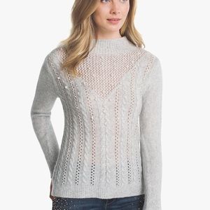 Like New!! White House Black Market Cable-Knit Sweater With Faux Pearls